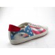Men's laced casual shoe in white leather with USA flag and eagle print and red suede - Available sizes:  47