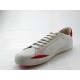 Chaussure sportif à lacets pour hommes en cuir blanc imprimé drapeau USA et aigle et daim rouge - Pointures disponibles:  47