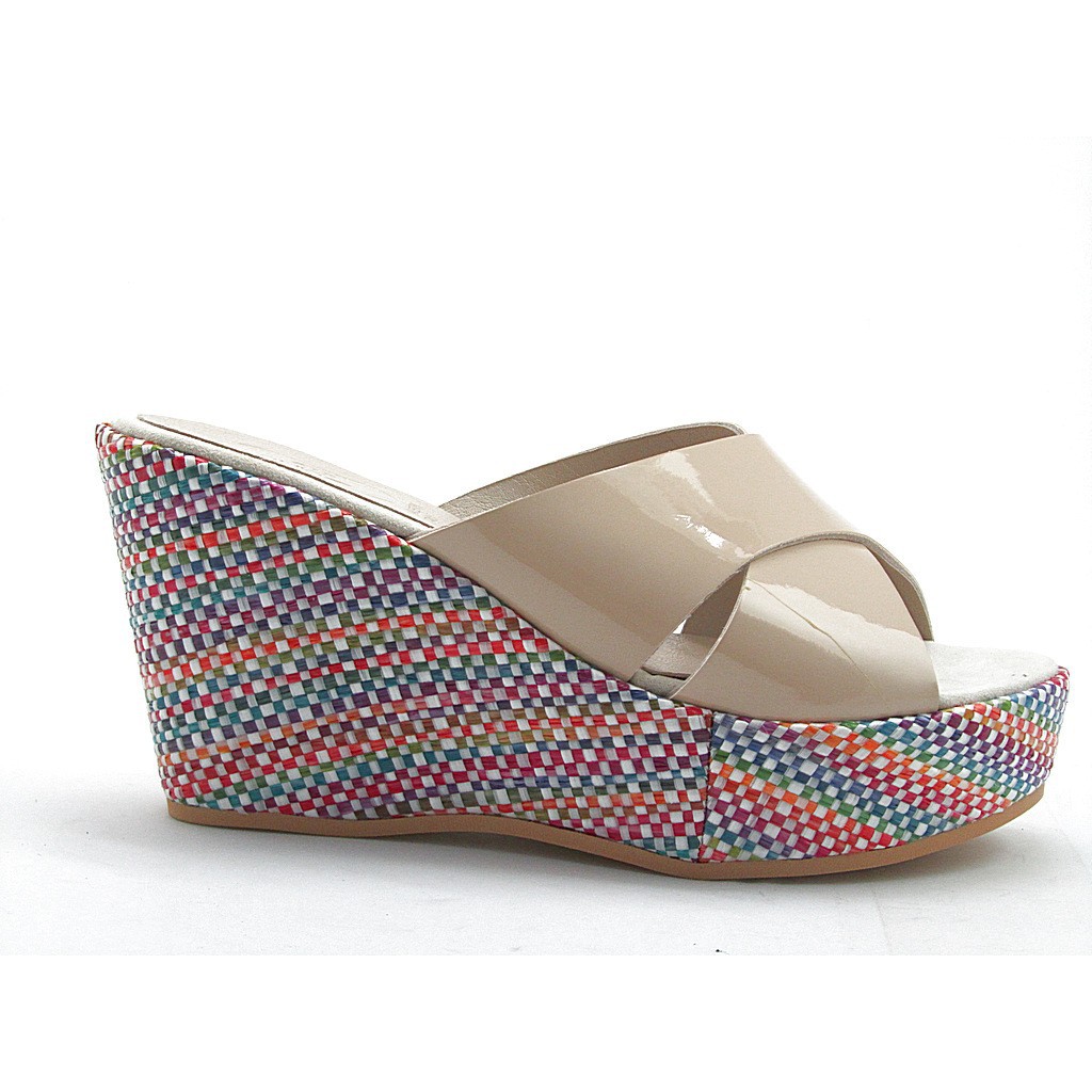 multicolor wedge heels