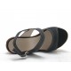 Sandalia de 2 bandas con cuña de corcho en piel nabuk de color negro - Tallas disponibles:  42