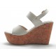 2 Band sandal with cork wedge in cream nabuk leather - Available sizes:  42