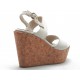 2 Band sandal with cork wedge in cream nabuk leather - Available sizes:  42