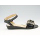 Sandal avec courroie et boucle en cuir noir talon compensé 3 - Pointures disponibles:  31