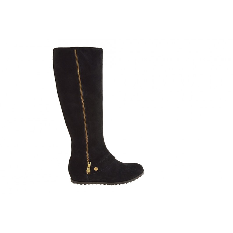 zipper in black suede - Ghigocalzature