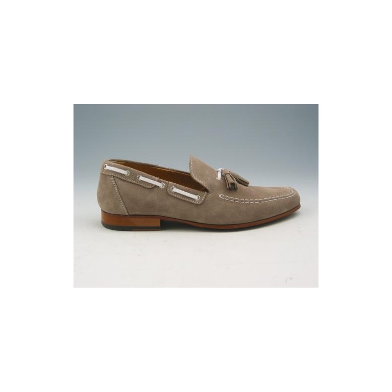 Mocasino para hombres con borlas en gamuza beis arena - Tallas disponibles:  52