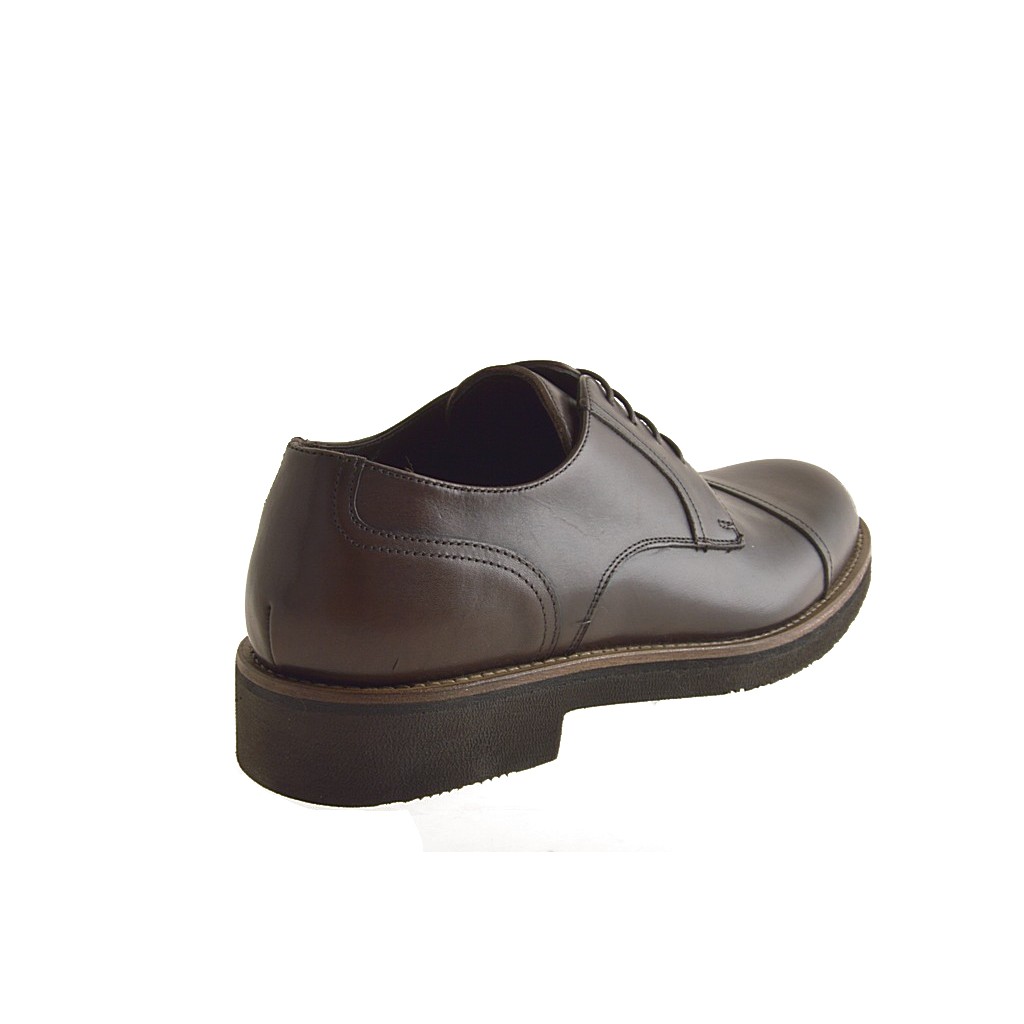 Small or large Closed shoe laces in brown leather - Ghigocalzature