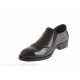 Men's elegant shoe with elastic bands and wingtip in black leather and patent leather - Available sizes:  49, 50
