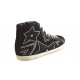 Woman's laced shoe boot with zipper and rhinestones in black suede wedge heel 1 - Available sizes:  32