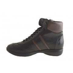 Men's ankle boot with laces in black and brown leather - Available sizes:  37, 38 2