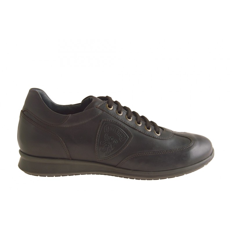 Chaussure sportif à lacets pour hommes en cuir marron foncé - Pointures disponibles:  36