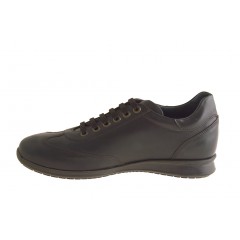 Men's laced sports shoe in dark brown leather - Available sizes:  36 2