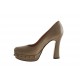 Zapato de salón con plataforma y tachuelas en piel color marrón tacon 10 - Tallas disponibles:  42