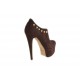 Highfronted shoe with platform, studs and zipper in brown suede heel 15 - Available sizes:  42