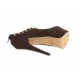 Highfronted shoe with platform, studs and zipper in brown suede heel 15 - Available sizes:  42