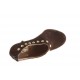 Highfronted shoe with platform, studs and zipper in brown suede heel 15 - Available sizes:  42