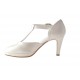 Platform open pump with Tstrap in pearled ivory leather - Available sizes:  45, 46