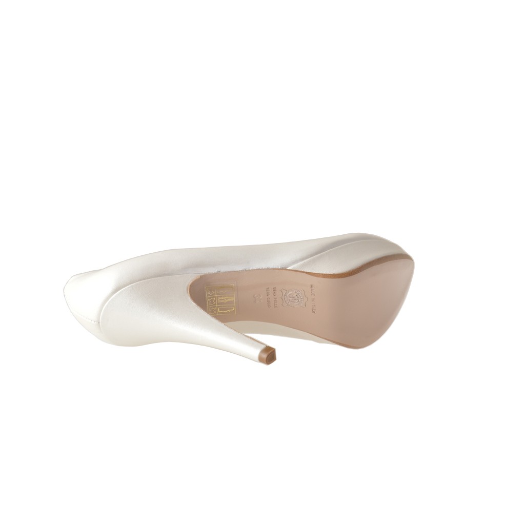 escarpin avc plate forme en cuir ivoire perl avec talon 11 0504a262
