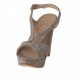 Sandalo da donna con plateau in camoscio grigio tacco 10 - Misure disponibili: 42