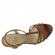 Sandalia de tiras en piel de color cuero - Tallas disponibles:  42