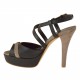 Sandale pour femmes avec courroie en cuir noir et daim sable talon 11 - Pointures disponibles:  42