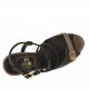 Sandalia de plataforma con cinturon cruzado en piel de color negro y gamuza color arena tacon 11 - Tallas disponibles:  42