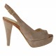 Sandalo da donna con plateau in camoscio sabbia e pelle color cuoio tacco 11 - Misure disponibili: 42