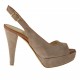 Woman's sandal with platform in sand-colored suede and cognac brown leather heel 11 - Available sizes:  42