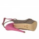 Woman's sandal with platform and strap in sand suede and fuchsia leather heel 14 - Available sizes:  42