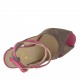 Sandale pour femmes avec courroie et plateforme en daim sable et cuir fuchsia talon 14 - Pointures disponibles:  42