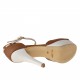 Chaussure ouverte avec plateforme et courroie en cuir brun clair et blanc talon 11 - Pointures disponibles:  42
