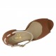Chaussure ouverte avec plateforme et courroie en cuir brun clair et blanc talon 11 - Pointures disponibles:  42