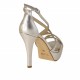 Woman's open shoe with platform and strap in silver leather heel 11 - Available sizes:  42