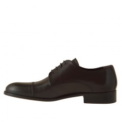 Scarpa elegante stringata derby con puntale da uomo in pelle marrone scuro - Misure disponibili: 50 2