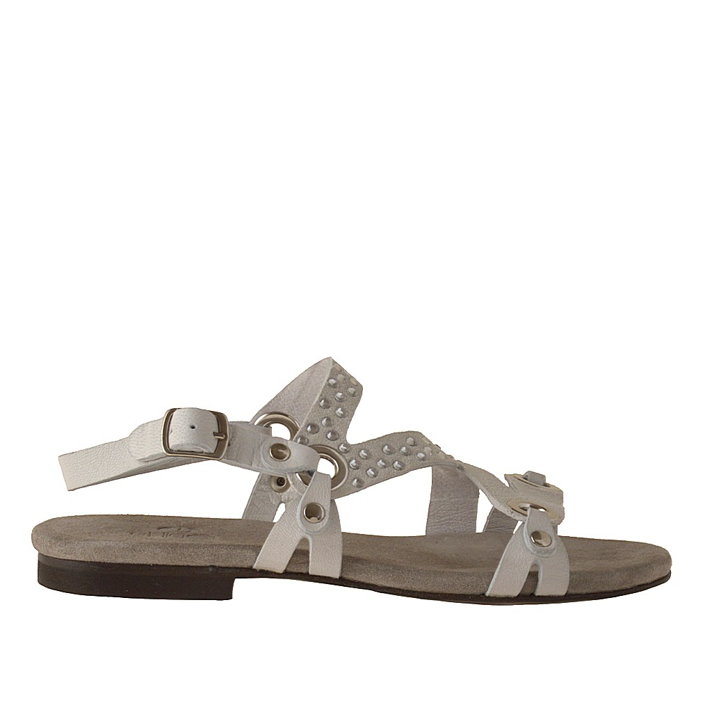 Small or Strips sandl in white leather and suede - Ghigocalzature