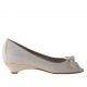 Zapato de salon abieto en punta con moño en piel de color blanco y platino tacon 3 - Tallas disponibles:  31