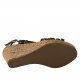 Kurken Keilabsatz Sandale aus schwarz Lackleder - Verfügbare Größen:  42