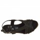 Sandale avec liège talon compensé en cuir verni noir - Pointures disponibles:  42