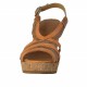 Kurken Keilabsatz Sandale aus hellbrun und orange Lackleder - Verfügbare Größen:  42
