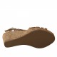 Sandale avec liège talon compensè en cuir verni brun clair et orange - Pointures disponibles:  42
