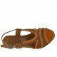 Sandale avec liège talon compensè en cuir verni brun clair et orange - Pointures disponibles:  42