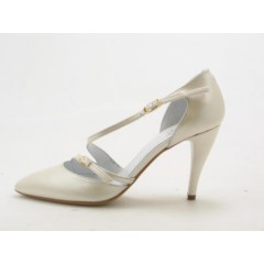 Escarpin ouvert pour femmes avec courroies en cuir ivoire perlé talon 9 - Pointures disponibles:  42, 43, 44, 46