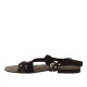 Sandale avec strass pour femmes en cuir et daim noir talon 1 - Pointures disponibles:  32