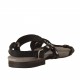 Woman's sandal with rhinestones in black leather and suede heel 1 - Available sizes:  32