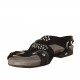 Sandalo da donna con strass in pelle e camoscio nero tacco 1 - Misure disponibili: 32