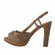 Sandalo da donna con plateau in pelle e vernice beige tacco 10 - Misure disponibili: 42
