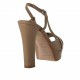 Woman's sandal with platform in beige leather and patent leather heel 10 - Available sizes:  42
