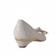 Zapato de salon abieto en punta con moño en piel de color blanco y platino tacon 3 - Tallas disponibles:  31