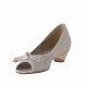 Chaussure ouverte avec noeud en cuir blanc et platine talon 3 - Pointures disponibles:  31