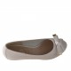 Scarpa aperta in punta con fiocco in pelle bianca e platino tacco 3 - Misure disponibili: 31