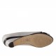 Zapato de salon abierto en punta con tachuelas en piel de color blanco y charol negro tacon 3 - Tallas disponibles:  31